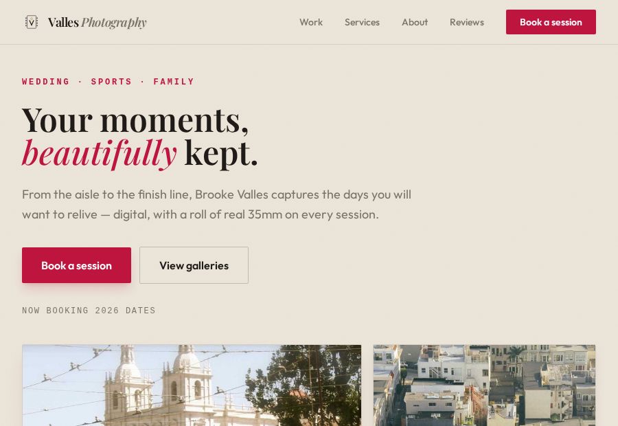 Valles Photography landing page