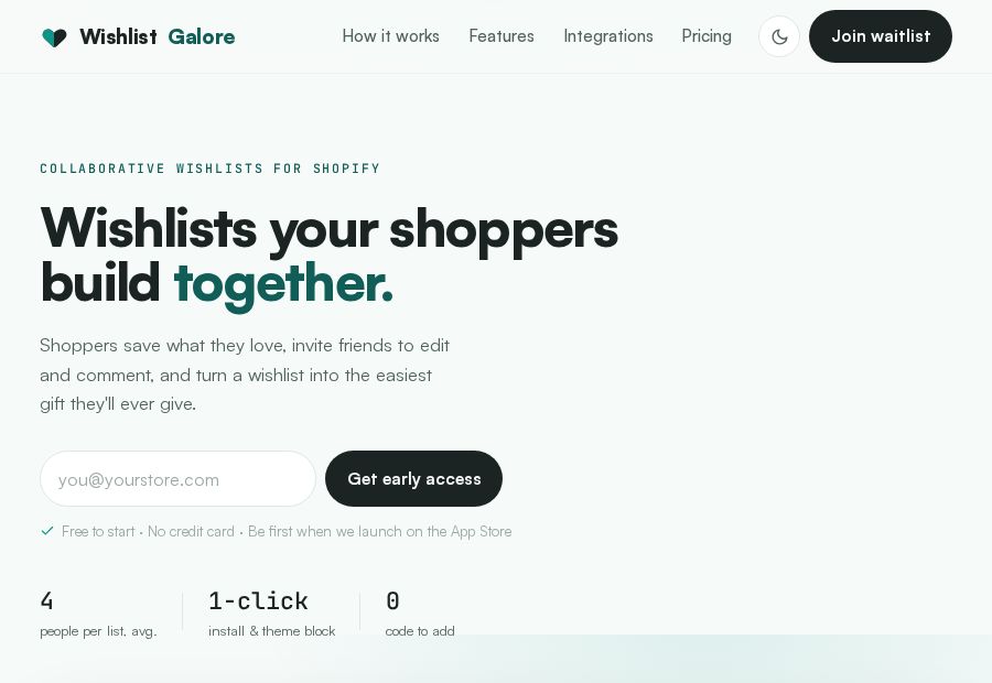 Wishlist Galore Shopify wishlist plugin